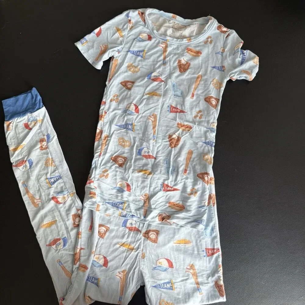 Kids Size 8 Pajamas Lot Of 5 Sets Sports Dinosaur Gap Cotton Angel Dear Viscose
